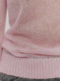 Mohair Round Neck Pullover Sweater For Women 2025 Spring Summer New Knitted Bottom Semi-sheer Knit Sweater Female Top