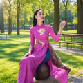 Olivegirl Aodai Vietnamese Traditionally Dress Long Qipao Two-piece Wide-leg Pants Cheongsam Aodai Dress Women's Clothing