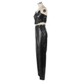 Women's Green Corset Cut-Out Cargo Sexy Sleeveless Jumpsuits PU Leather Matching Set Sexy Clubwear 2 Piece Outfits