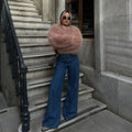 Winter Sweet Pink Cropped Faux Fur Coat Women Streetwear Ins Chic Girls Fluffy Fox Fur Jacket Female