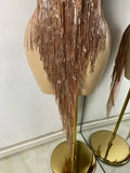 Sparkly Tassels Women Sexy High Split Sleeveless Mesh See Through Party Nightclub Birthday Dress Performance Costume Stage Wear