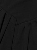 Solid Slimming Temperament Dresses for Women Diagonal Neck Short Sleeves Patchwork Ruffles Fold Dress Female New