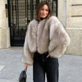 Chic Street Blogger Fashion Girls Winter Trendy Faux Raccoon Fox Fur Coat Jacket Women Thick Warm Cropped Fluffy Overcoats