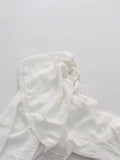 French Vintage White Ruffled Crop Top for Women Lace Trim Puff Sleeves Back Tie Design Blouse for Romantic Dates