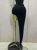 Sexy Strapless Shinning Rhinestones Bodycon Bandage Long Dress Women Fashion Celebrate Evening Party Vestido
