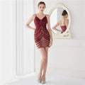 Elegant Women Short Evening Dress Sexy Straps Sequin Slim Bodycon Party Dresses Black Gold Female Vestidos De Soiree