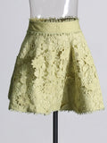 Solid Loose Two Piece Set For Women Lapel Long Sleeve Top High Waist Embroidery A Line Skirt Elegant Sets Female