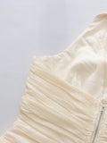 Sexy Deep Neck Backless Vest for Women Halter Sleevless Slimming Asymmetric Hem Ruched Fabric for Luxury Nighclub