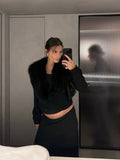 Fur collar Sweaster Cardigan Women's Buttons Long Sleeve Solid Slim Knitted Coat Female Autumn Winter Commuting Cardigan