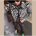 Women Chic Zebra Print Faux Fur Cropped Jacket Lapel Collar Single Breasted Warm Short Coat Autumn Winter Fashion Street Jackets