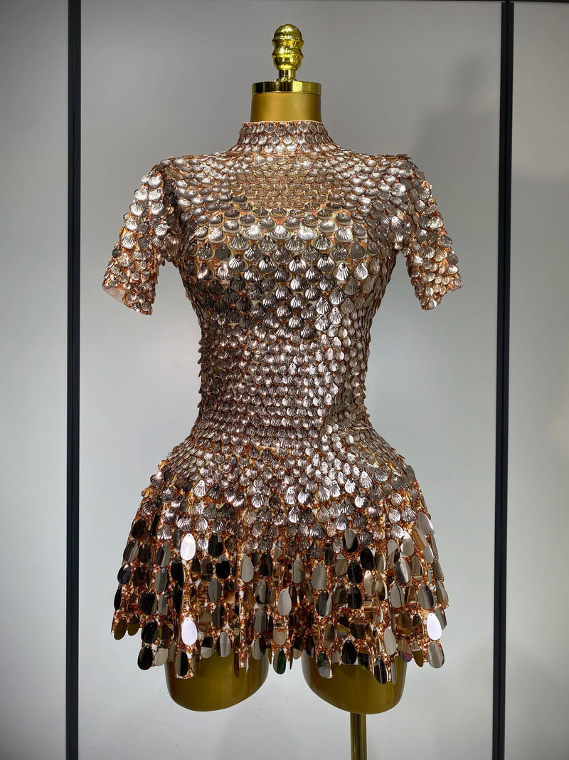 Sparkly Sequins Luxury Birthday Party Gown Short Dress Dancer Stage Performance Wear Women Sexy Nightclub Dress Festival Outfit