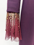 Solid Slim Elegant Trumpet Sleeves Long Dresses for Women Patchwork Diamond Mesh Temperament Dress Female New