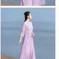 Vietnam Traditional Dress Aodai Chinese Improved Qipao Chiffon Fairy Women Elegant Oriental Improved Qipao Tea Art Hanfu Set