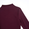 Chic Burgundy Long Sleeve Midi Dress for Women High Neck Slim Ruched Asymmetrical Skirt for Business Social Events