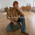 Iconic Blogger Fashion Girls Gradient Faux Fur Crop Top Short Jackets Women 2026 Winter New Fluffy Fox Fur Cropped Coat