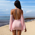 Chic Backless Batwing Sleeves Short Dress Women Sexy Solid Off Shoulder Hip Hugging Mini Dresses 2026 Spring Lady Vestidos New