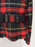 Femininos Elegantes Lapel Plaid Printed Autumn Winter Belt Slim Suit Jackets Female Office Blazer Coats Girls Chic Outfit
