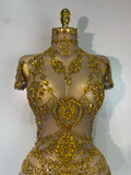 Women Sexy See Through Crystal Bodysuits Luxury Birthday Dancer Stage Performance Wear Mesh Sparkly Rhinestone Nightclub Outfit