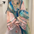 Olive Girl Red Embroidered Hanfu Dress for Ren Faire 2026 Garden Wedding Fairycore Photoshoot S-L XS-3XL Plus Size Embroidered Flowing Sleeve Dramatic Silhouette Romantic Editorial Not Costume Ren Faire Dress Chinese Heritage Fashion Women