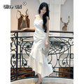 Olivegirl French Camisole Irregular Dress Summer 2026 High-end Minimalist Dress Solid Color Sexy Birthday Women's Clothes