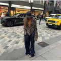 American Retro Sexy Plaid Shirt for Women Lapel Long Sleeve Loose Street Hot Girl Shirts Female Autumn Clothes New