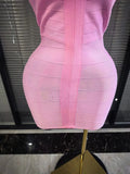 Pink Winered Women Sleeveless Sexy V-Neck Bodycon Mini Bandage Dress Celebrate Nightclub Party Fashion Homecoming Outfit