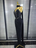 3 Colors Women Sexy Strapless Shining Crystal Bodycon Long Bandage Dress Evening Party Celebrate Elegant Cocktail Outfit