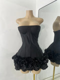 Sexy Strapless Backless Ruffles Red Bandage Short Dress for Women Elegant Luxury Deisnger Evening Party Brithday Club Outfit