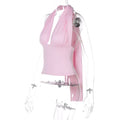 Halter Neck Backless Sexy Vest Women's Summer Slim Strappy Fashion Elasticity V-Neck Vest Solid Vacation Party Female Top