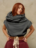 Hooded Pullover Tank Top Women Hipster Casual Simple Wild Basic Streetwear Autumn Fashion Shirring Skinny Slim Vest