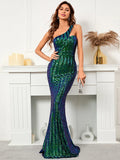 High Quality Women Design Maxi Dress Sexy One Shoulder Sequin Evening Dress Party Night Elegant Long Prom Dress Vestidos