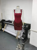 Sexy Sequin Patchwork Sling Mini Dress Women Chic Off-shoulder Backless Waist Cinching Slim Short Dresses Lady Club Party Gowns
