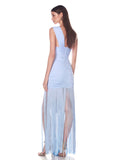 Women's Sky Blue Rhythm Fringed Long Maxi Dress 2026 New Sleeveless Ruffle Tassels Night Out Dress Clubwear Outfits