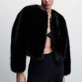 Ins Hot Brand Fashion Black Warm Cozy Cropped Faux Fur Coat Women Winter Chic Girls Street Fashion Luxury Short Fur Jacket