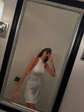 Fashion Polka Dot Dress Vintage High Waist Sleeveless Backless Neck Lace-up Dress Sexy Party Luxury Women Dresses Y2k