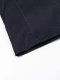 Navy Business Meetings Women's White Topstitch Trim Blazers Double Breasted Design Lapel Blazer for Office Commute
