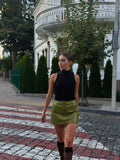 Women Light Beige Faux Croc Two‑piece Suit Set Matching Skirt Co‑ord Chic Leather Texture Office Business Autumn Street Outfits