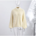 Fuzzy Sequin Zipper Women Cardigan Stand Collar Long Sleeve Loose Knitted Jacket Oversized Sequined Furry Knit Casual Winter Top