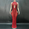 2026 Classic Red White Temperament Dress Birthday Party Light Luxury Model Catwalk Performance Dress Robe Femme Chic Et Élégante