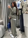 Multi Color Fleece Two Piece Outfit Womens Zip Up Drawstring Waist Pocket Jacket Lady Fall Winter Daily Streetwear Trendy Wear