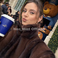Iconic Blogger Fashion Vintage Striped Sable Mink Peplum Jacket Women 2026 Winter Luxury Brand Faux Fur Coat Outerwears