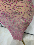 Women Sexy Backless Pink Diamond Mesh See Through Long Dress Evening Club Party Celebrity Elegant Stage Performance Costume