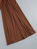 Women Brown Beaded Corset Design Maxi Dress V Neck Long Sleeves Waist Cinching Slim Dresses Fashion Evening Party Gowns