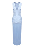 Women's Sky Blue Rhythm Fringed Long Maxi Dress 2026 New Sleeveless Ruffle Tassels Night Out Dress Clubwear Outfits