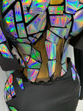 Women Long Sleeve Sequin Mini Bodycon Three Piece Set Birthday Evening Party Costume Bar Nightclub Performance Stage Outfit