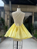 2026 New Sexy Deep V-Neck Spaghetti Strap Pleated Puffy Dress For Women Female Lace Up Backless Solid Short Dress