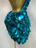 Women Sexy Halter Sequins Backless Mini Dress Luxury Birthday Evening Party Gowns Nightclub Singer Dancer Stage Outfit