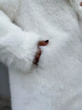 Winter Imitation Fox Fur Mid-length Coat For Women Fashion Artificial Lapel Thicken Streetwear Faux Fur Jacket Lady