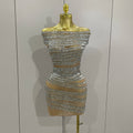 Luxury Sparkly Rhinestones Sexy Mesh See-through Mini Dress Women Celebrate Birthday Party Club Photo Shoot Stage Wear