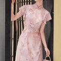 Pink Chesongam Young Girl Ao Dai Qipao New Chinese Style Dress Women Elegant Mesh Hem Vestidos Casual Outwear Hanfu Dresses